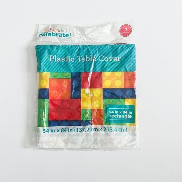 Block Party Plastic Table Cover Birthday Party Supplies 1 Per Package New - Picture 1 of 2